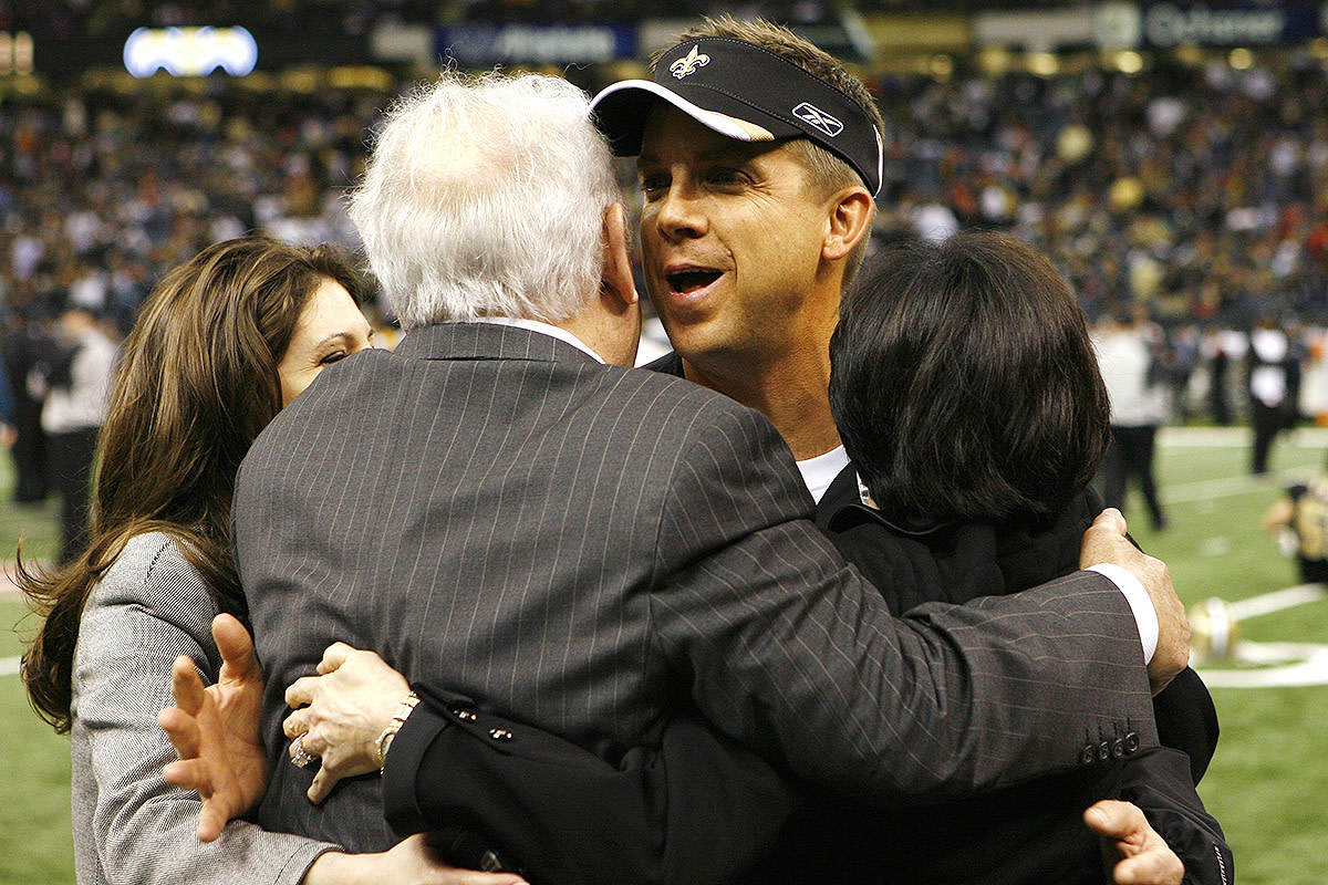 Tom Benson and Sean Payton before the NFC Divisional Playoff game against the Eagles in 2007. The Saints would go on to win that game.